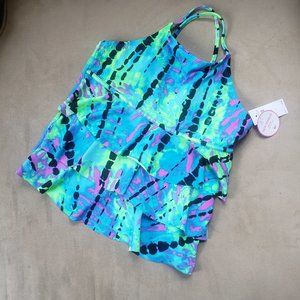 NWT Justice Tankini TOP ONLY Size 16